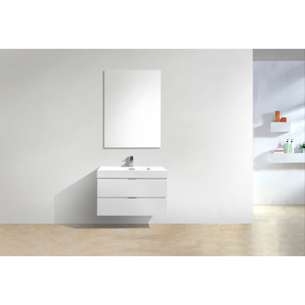 KubeBath BSL36 Bliss Wood 36 Inch Wall Mounted Modern Bathroom Vanity