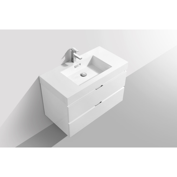 KubeBath BSL36 Bliss Wood 36 Inch Wall Mounted Modern Bathroom Vanity