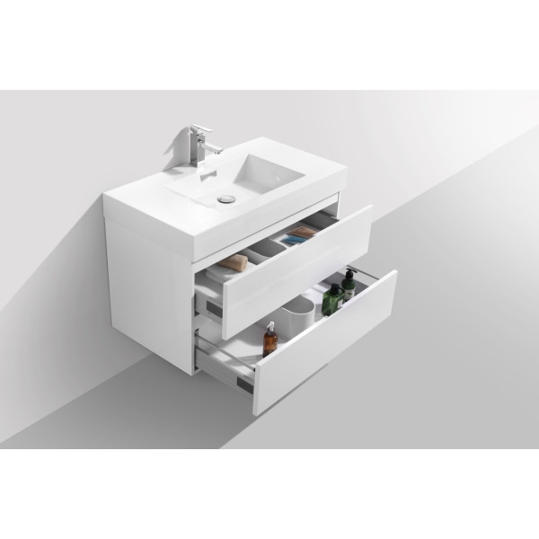 KubeBath BSL36 Bliss Wood 36 Inch Wall Mounted Modern Bathroom Vanity