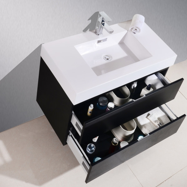 KubeBath BSL40 Bliss Wall Mount Modern Bathroom Vanity With Drawers