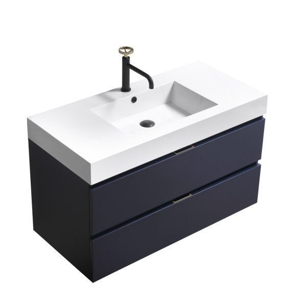KubeBath BSL40 Bliss Wall Mount Modern Bathroom Vanity With Drawers