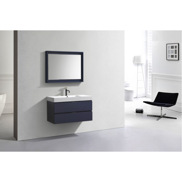 KubeBath BSL40 Bliss Wall Mount Modern Bathroom Vanity With Drawers