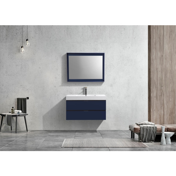 KubeBath BSL40 Bliss Wall Mount Modern Bathroom Vanity With Drawers