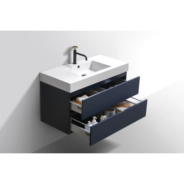 KubeBath BSL40 Bliss Wall Mount Modern Bathroom Vanity With Drawers