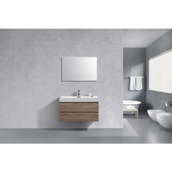 KubeBath BSL40 Bliss Wall Mount Modern Bathroom Vanity With Drawers