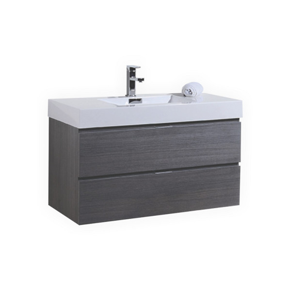 KubeBath BSL40 Bliss Wall Mount Modern Bathroom Vanity With Drawers