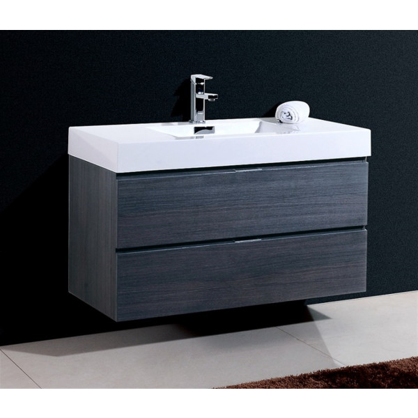 KubeBath BSL40 Bliss Wall Mount Modern Bathroom Vanity With Drawers