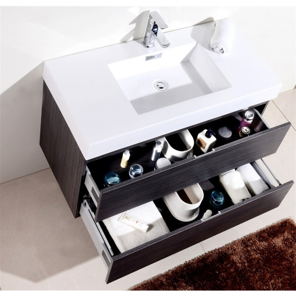 KubeBath BSL40 Bliss Wall Mount Modern Bathroom Vanity With Drawers