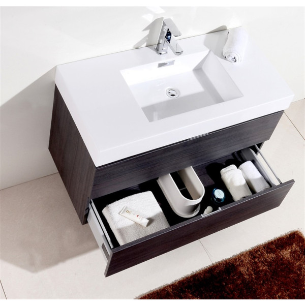 KubeBath BSL40 Bliss Wall Mount Modern Bathroom Vanity With Drawers