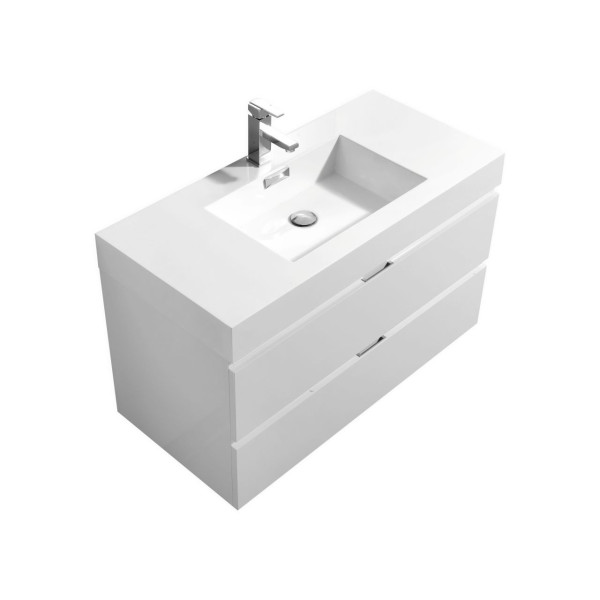 KubeBath BSL40 Bliss Wall Mount Modern Bathroom Vanity With Drawers