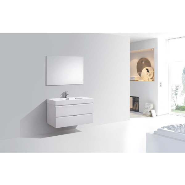 KubeBath BSL40 Bliss Wall Mount Modern Bathroom Vanity With Drawers