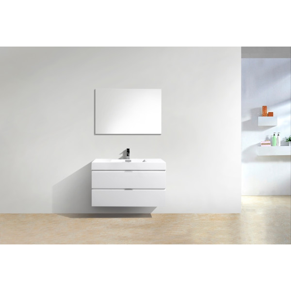 KubeBath BSL40 Bliss Wall Mount Modern Bathroom Vanity With Drawers