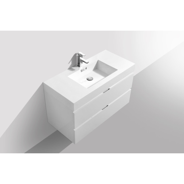 KubeBath BSL40 Bliss Wall Mount Modern Bathroom Vanity With Drawers