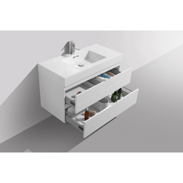 KubeBath BSL40 Bliss Wall Mount Modern Bathroom Vanity With Drawers