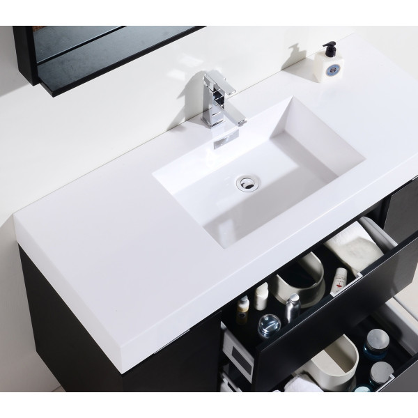 KubeBath BSL48 Bliss 48 Inch Wall Mount Wood Modern Bathroom Vanity