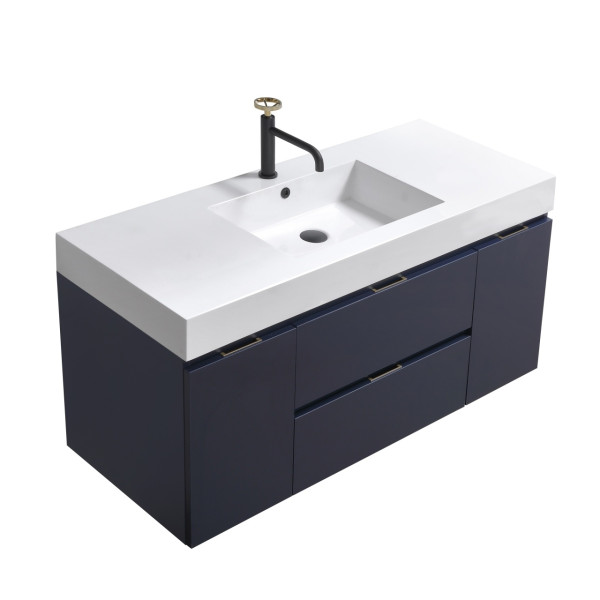 KubeBath BSL48 Bliss 48 Inch Wall Mount Wood Modern Bathroom Vanity