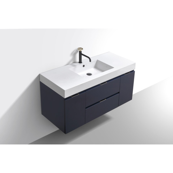 KubeBath BSL48 Bliss 48 Inch Wall Mount Wood Modern Bathroom Vanity