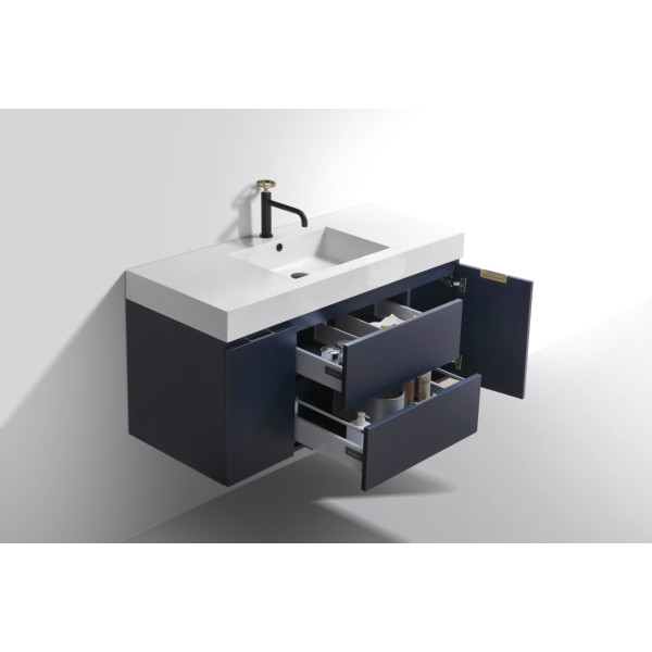 KubeBath BSL48 Bliss 48 Inch Wall Mount Wood Modern Bathroom Vanity