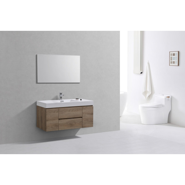 KubeBath BSL48 Bliss 48 Inch Wall Mount Wood Modern Bathroom Vanity