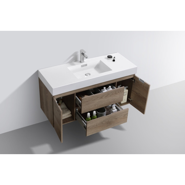 KubeBath BSL48 Bliss 48 Inch Wall Mount Wood Modern Bathroom Vanity