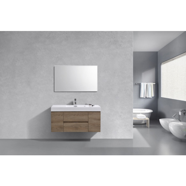 KubeBath BSL48 Bliss 48 Inch Wall Mount Wood Modern Bathroom Vanity