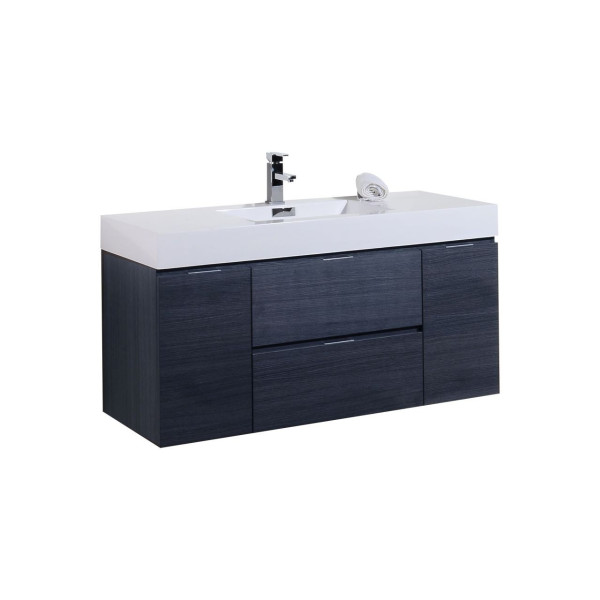 KubeBath BSL48 Bliss 48 Inch Wall Mount Wood Modern Bathroom Vanity