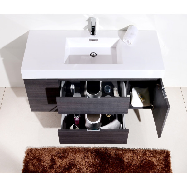 KubeBath BSL48 Bliss 48 Inch Wall Mount Wood Modern Bathroom Vanity
