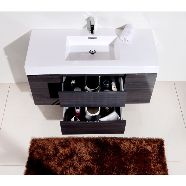 KubeBath BSL48 Bliss 48 Inch Wall Mount Wood Modern Bathroom Vanity