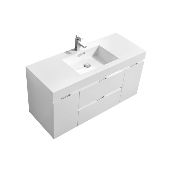 KubeBath BSL48 Bliss 48 Inch Wall Mount Wood Modern Bathroom Vanity
