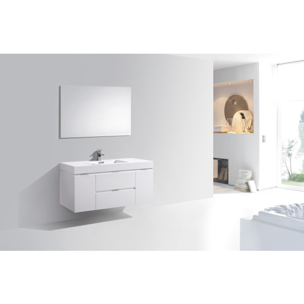KubeBath BSL48 Bliss 48 Inch Wall Mount Wood Modern Bathroom Vanity