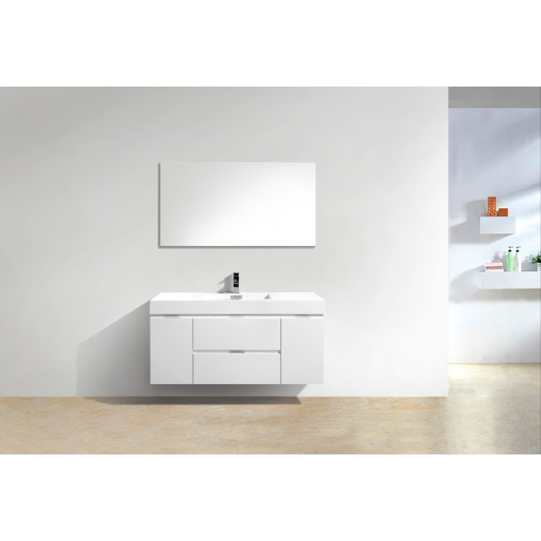 KubeBath BSL48 Bliss 48 Inch Wall Mount Wood Modern Bathroom Vanity