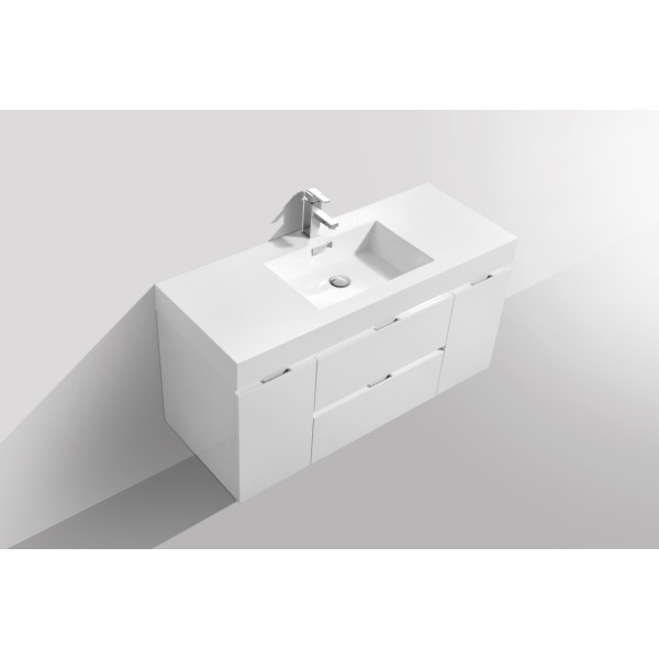 KubeBath BSL48 Bliss 48 Inch Wall Mount Wood Modern Bathroom Vanity