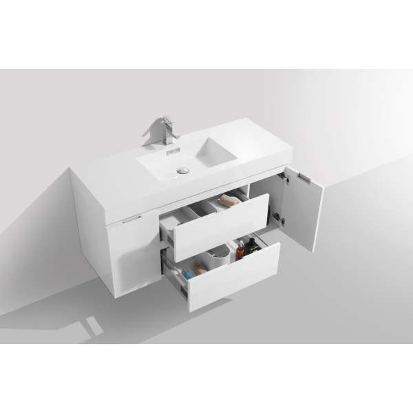 KubeBath BSL48 Bliss 48 Inch Wall Mount Wood Modern Bathroom Vanity