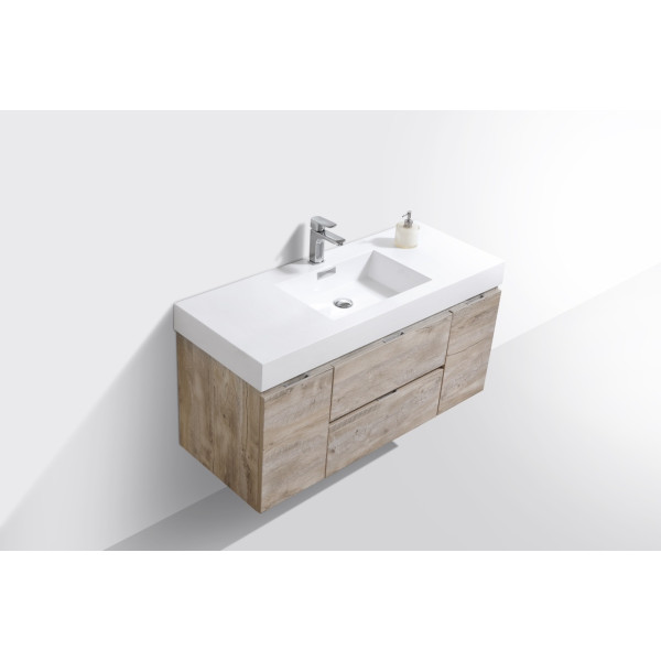 KubeBath BSL48 Bliss 48 Inch Wall Mount Wood Modern Bathroom Vanity