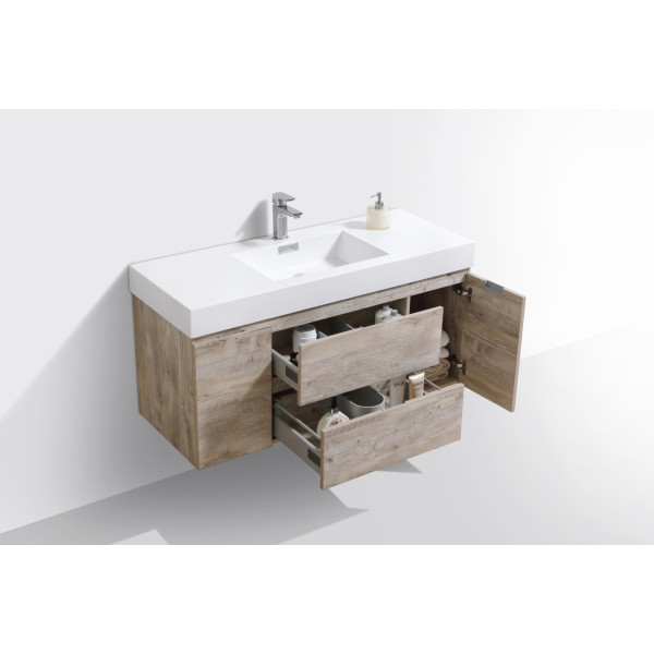 KubeBath BSL48 Bliss 48 Inch Wall Mount Wood Modern Bathroom Vanity
