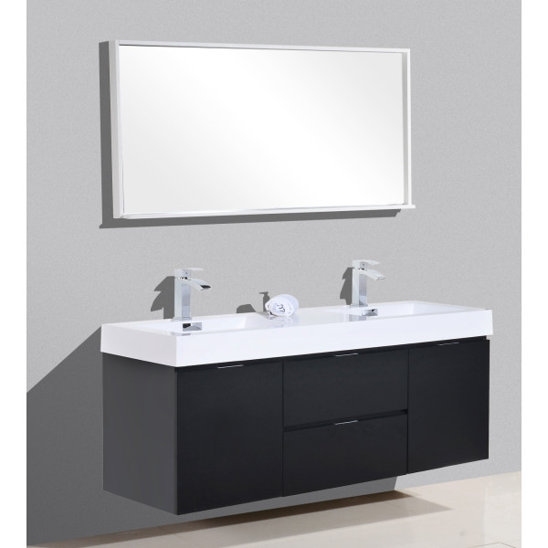 KubeBath BSL60D Bliss 60" Double Sink Wall Mount Modern Bathroom Vanity
