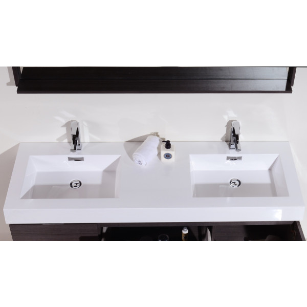 KubeBath BSL60D Bliss 60" Double Sink Wall Mount Modern Bathroom Vanity