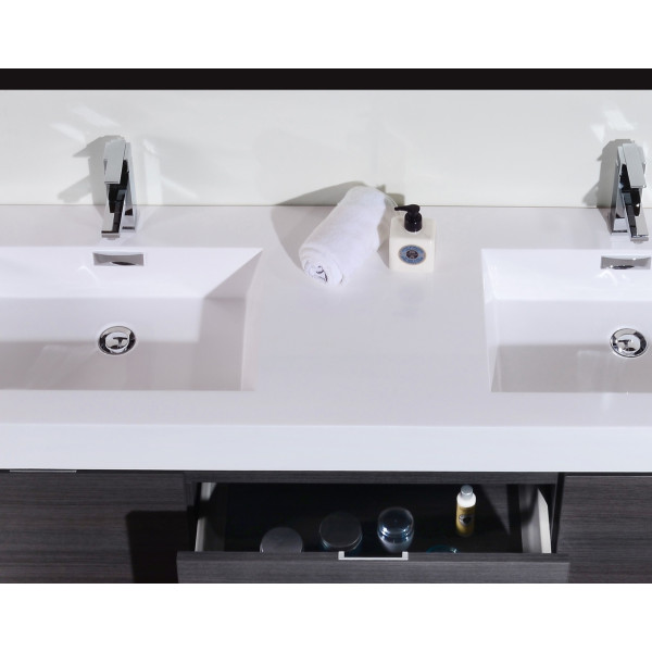 KubeBath BSL60D Bliss 60" Double Sink Wall Mount Modern Bathroom Vanity