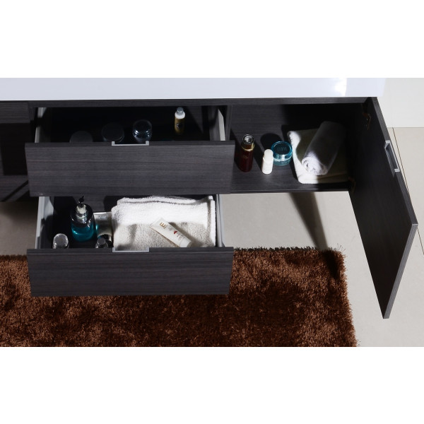 KubeBath BSL60D Bliss 60" Double Sink Wall Mount Modern Bathroom Vanity