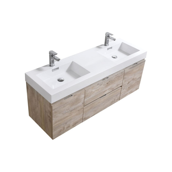 KubeBath BSL60D Bliss 60" Double Sink Wall Mount Modern Bathroom Vanity