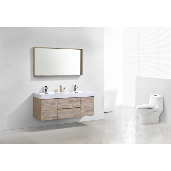 KubeBath BSL60D Bliss 60" Double Sink Wall Mount Modern Bathroom Vanity