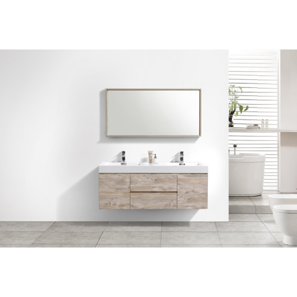 KubeBath BSL60D Bliss 60" Double Sink Wall Mount Modern Bathroom Vanity