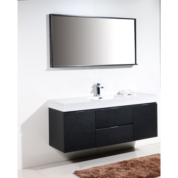 KubeBath BSL60S Bliss 60" Single Sink Wall Mount Modern Bathroom Vanity