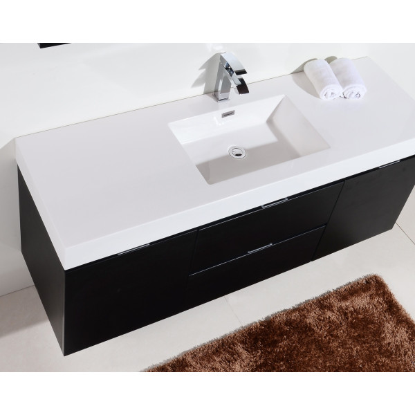 KubeBath BSL60S Bliss 60" Single Sink Wall Mount Modern Bathroom Vanity