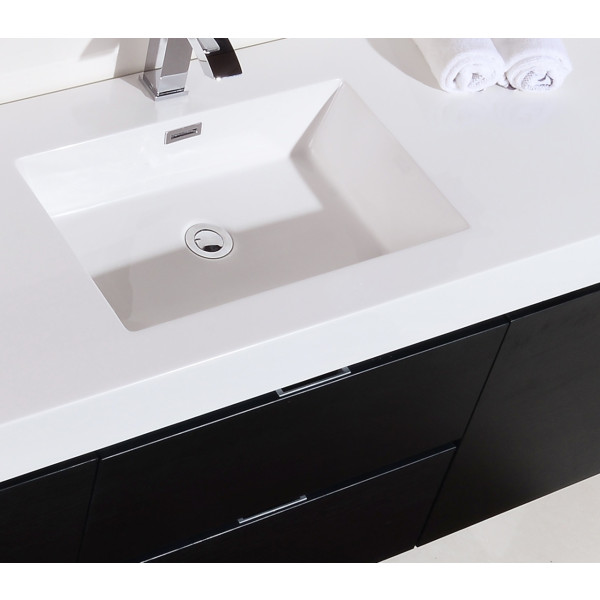 KubeBath BSL60S Bliss 60" Single Sink Wall Mount Modern Bathroom Vanity
