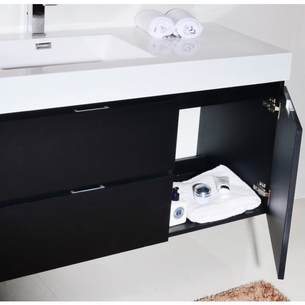 KubeBath BSL60S Bliss 60" Single Sink Wall Mount Modern Bathroom Vanity