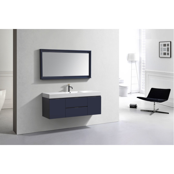 KubeBath BSL60S Bliss 60" Single Sink Wall Mount Modern Bathroom Vanity