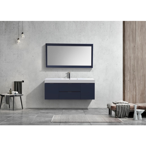KubeBath BSL60S Bliss 60" Single Sink Wall Mount Modern Bathroom Vanity