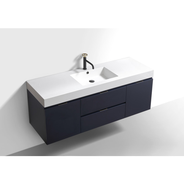 KubeBath BSL60S Bliss 60" Single Sink Wall Mount Modern Bathroom Vanity