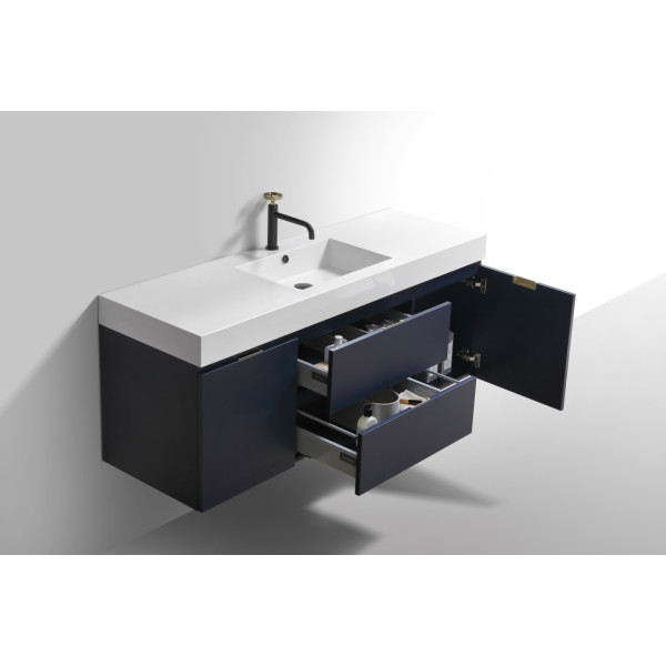 KubeBath BSL60S Bliss 60" Single Sink Wall Mount Modern Bathroom Vanity